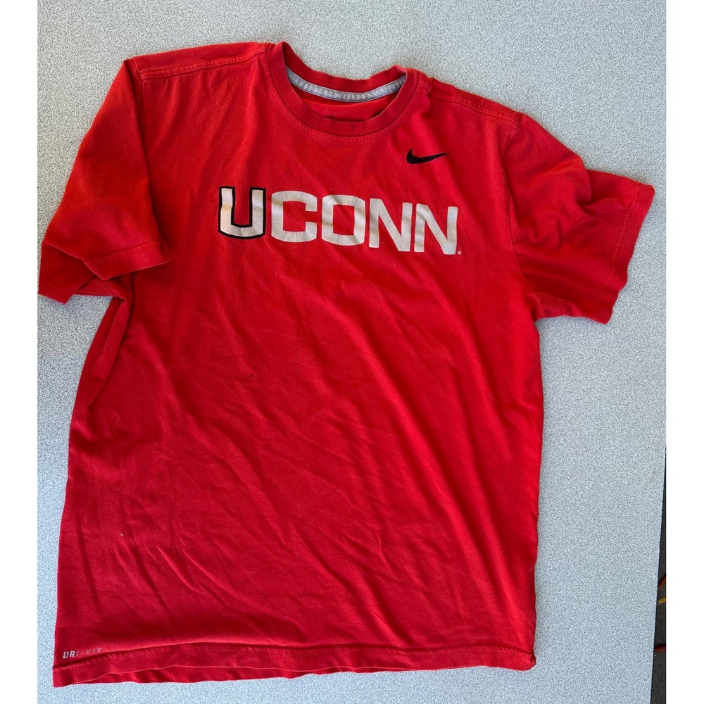 Nike Dri-FIT UConn Huskies T-Shirt Mens Red Short Sleeve NCAA Graphic Tee